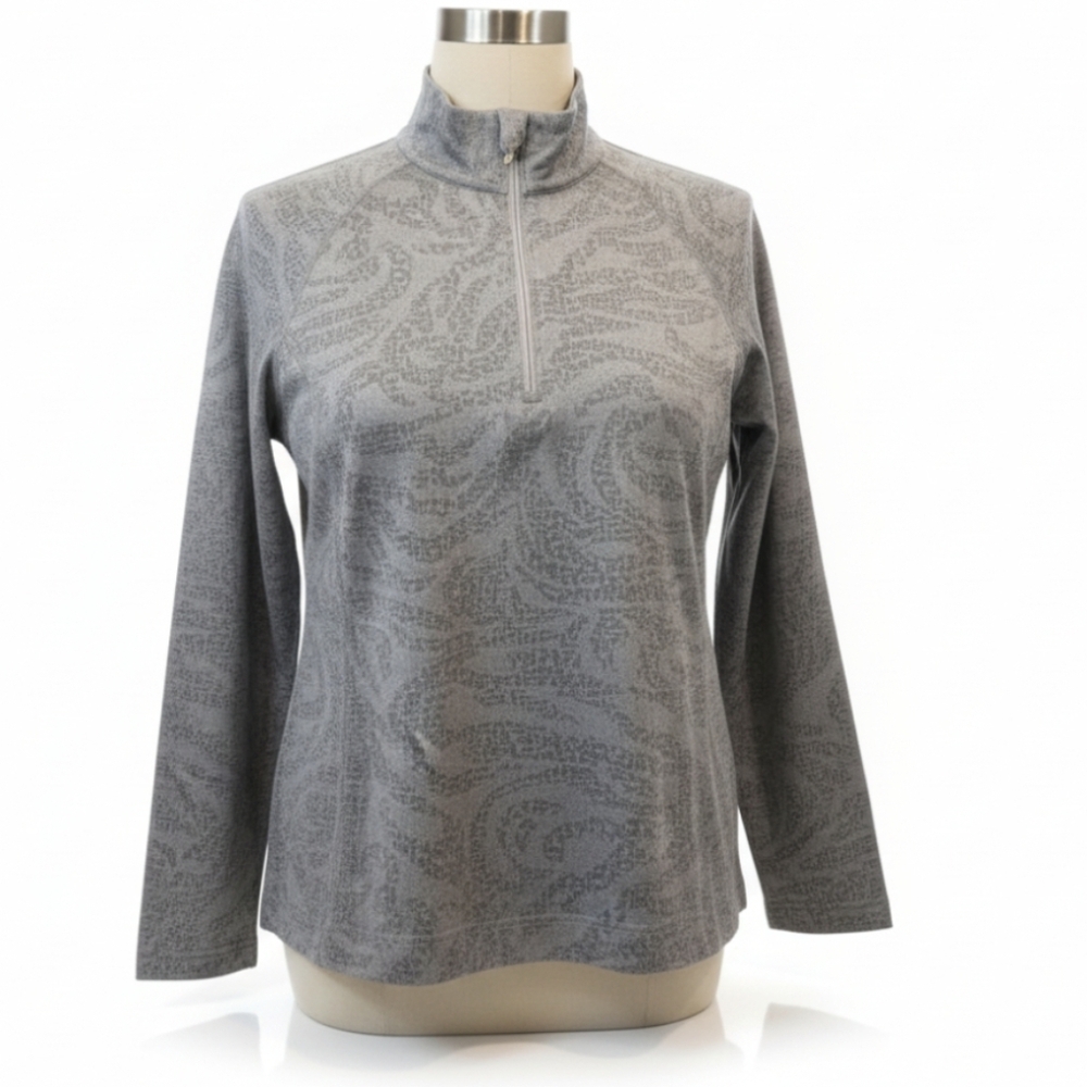 Sport Haley Quarter Zip Pullover Gray Lightweight Stretch Activewear Large